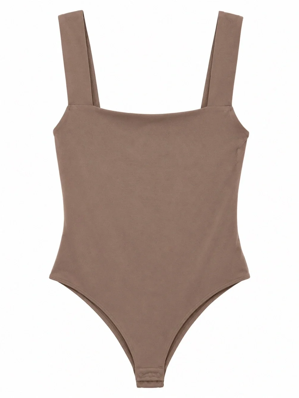 Abercrombie Square Neck Bodysuit Small Taupe Neutral Minimalist Basic - Picture 2 of 7